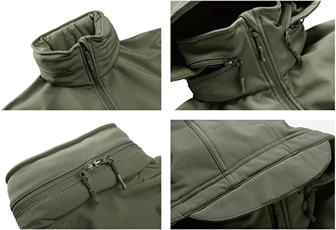 Men&prime;s Hoodie Fleece Jacket 6 Zip-Pockets Warm Winter Jacket Military Tactical Jacket