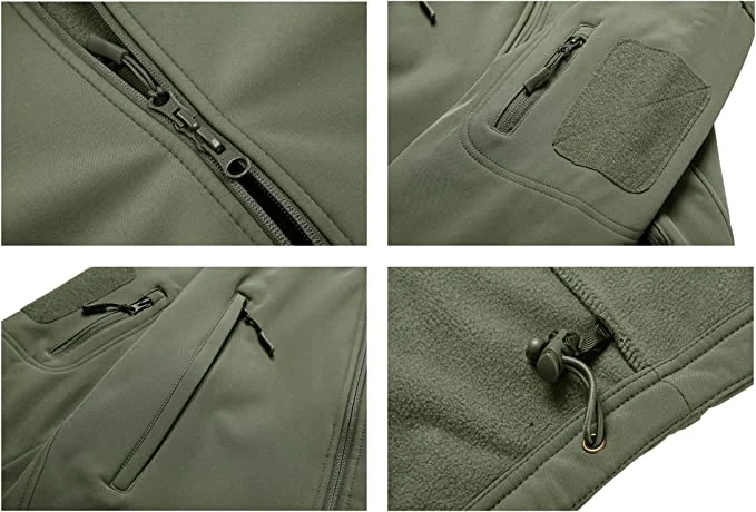Men&prime;s Hoodie Fleece Jacket 6 Zip-Pockets Warm Winter Jacket Military Tactical Jacket