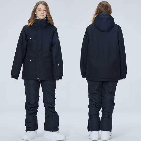 Women Windbreaker Outdoor Breathable Clothing 2 in 1 Winter Sport Waterproof Windproof Fashion Ski Jacket with Hoodie Red Fabric